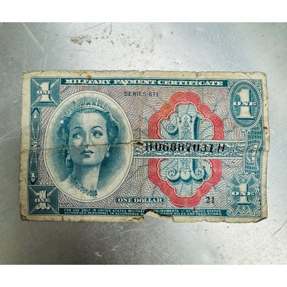 Vintage Series 611 One Dollar Military Payment Certificate MPC H06887031H Note